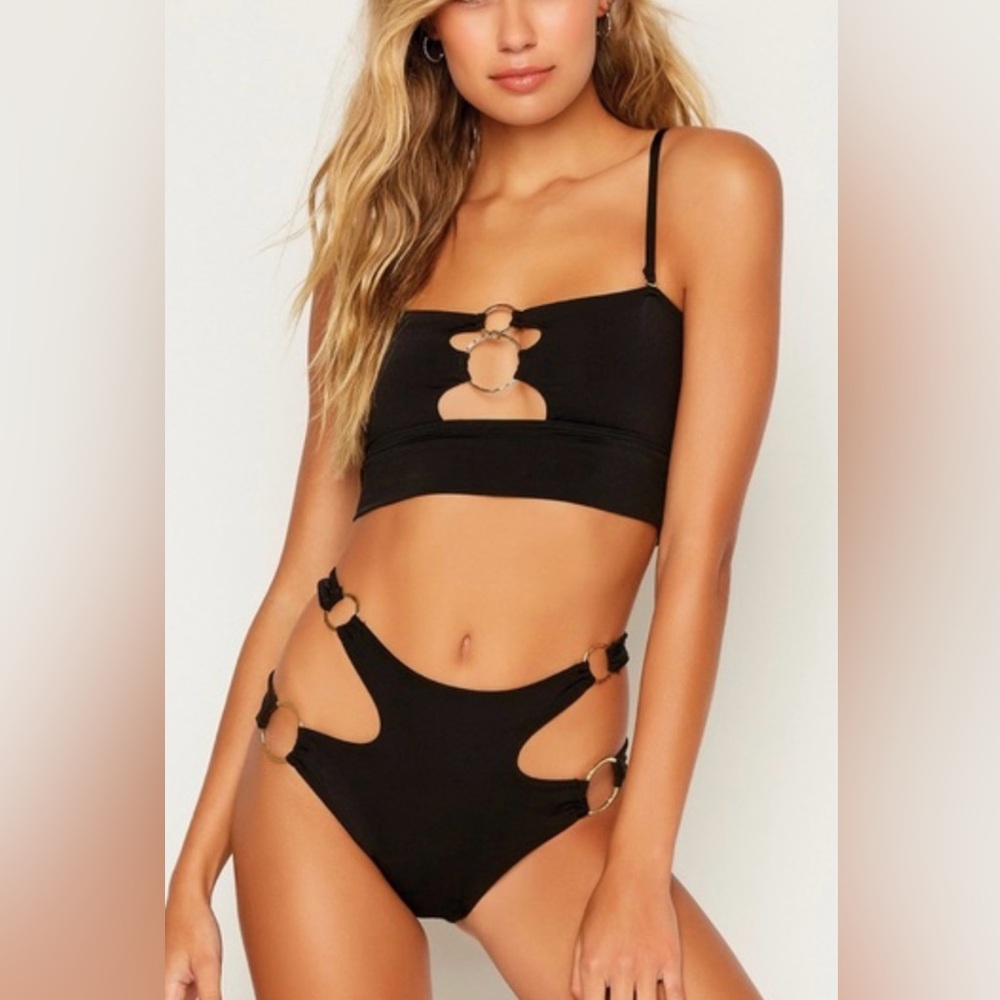 Beach bunny Black Bikini with Gold Accents